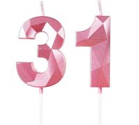 Yiran Pink 31st Birthday Candles, Number 31 Happy Birthday Candles, Pink Cake Topper Decorations for Birthday Party, Wedding Anniversary Celebration Supply for Girls Women