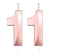 Yiran Rose Gold 3D Birthday Candles - Number 11, Cake Topper for Girls, Party & Wedding Celebration Supplies