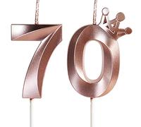Yiran Rose Gold 70th Birthday Candles with Crown Decor, 3D Number 70 Candle, 70th Birthday Candle for Cake, Happy Birthday Candle, Cake Candles Cake Topper Decorations for Women Birthday Party Supply