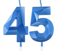 Yiran Royal Blue 45th Birthday Candles, Number 45 Candle Set, 3D Design Cake Topper Decorations for Boys Girls Men Women Birthday Theme Party Weddings Anniversary Celebration