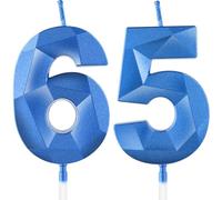Yiran Royal Blue 65th Birthday Candles, Number 65 Candle Set, 3D Design Cake Topper Decorations for Boys Girls Men Women Birthday Theme Party Weddings Anniversary Celebration