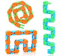 Yiran Sensory Wacky Tracks Snap and Click Fidget Toys Fidget Chain Fidget Bracelet for Stress Relief or Party Bag Fillers,Assorted Colors, Kids Adults Jigsaw Puzzle Educational Toys, 24 Links 3 Pieces