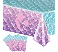Yiran Shinning Mermaid Table Cloth, 137 * 274cm Magical Pink Blue Party Rectangular Tablecover Mermaid Themed Party Supplies for Kids Girls Birthday Baby Shower Party Favor Decorations