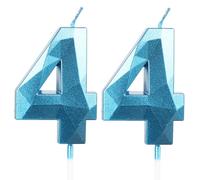 Yiran Sky Blue 44th Birthday Candles, Number 44 Happy Birthday Candles, Blue Cake Topper Decorations for Birthday Party, Wedding Anniversary Celebration Supply for Men Women（Age 44）