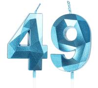 Yiran Sky Blue 49th Birthday Candles, Number 49 Happy Birthday Candles, Blue Cake Topper Decorations for Birthday Party, Wedding Anniversary Celebration Supply for Men Women（Age 49）