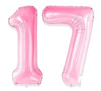 Yiran Sweet 17 Pink Balloons - 71 Pink Big Giant Jumbo Huge Foil Mylar Helium 17th & 71st Birthday Party Balloons for Girls & Women