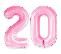 Yiran Sweet 20 Balloons 2 Balloons Pink Number 32inch 20 Pink 2 Pink Big Giant Jumbo Huge Foil Mylar Helium 20th 2nd Birthday Balloons for Girls Women Birthday Party Anniversary Decorations Supply