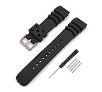 Yiran1672 Black Silicone Rubber Curved Line Watch Band 18mm 20mm 22mm 24mm Extra Long Replacement Divers Model Sport Watch Strap for Men and Women (24mm)