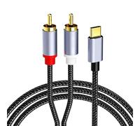 Yiranfuyao 2 Meter USB C to 2 RCA Audio Cable, Type C to RCA Male Y Splitter Audio Cable, Nylon Braided Phono Red White Audio DAC Lead for Smartphone Tablet Speaker Car Stereo Amplifier