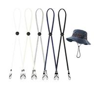 Yiranfuyao 5 PCS Adjustable Hat Strap Clips, Removable Chin Cord Adjustable Hat Chin Cords with Cord Locks for Outdoor Activities, Anti-Lost and Anti-Wind Golfing Fishing Boating Unisex
