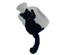 YIREAUD Hot Water Bottle,1 Liter Water Bag with Plush Cover for Pain Relief Hot Cold Therapy-Plush Cute Long-Tail Cat