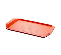 Yirepny 1x Set ofAnti-Slip Rectangular Non-Slip Top and Bottom Plastic Dinner/Drinks Serving Tray with High Grip Rubber Surface, Easy Grip Handles Orange red