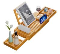 Yirilan Premium Bath Tray, Expandable Bathtub Tray Caddy, Bamboo Bath Shelf with iPad & Phone Holder, New Home, Anniversary and Wedding Gifts, Bridal Shower Gift for Women