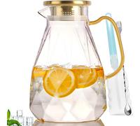 Yirilan Water Jug,74oz / 2.2 Litre Glass Jug with Lid,Glass Pitcher,Water Carafe with Lid,Borosilicate Glass Water Jug,iced Tea Pitcher