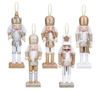 Yirochan 5 Pcs Wooden Nutcracker Soldiers, 13cm Nutcracker Ornaments Set - Nutcracker Figures for Christmas Tree Decorations