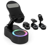 Yirochan Cell Phone Stand with Wireless Bluetooth Speaker - Induction Speaker with Adjustable Phone Holder, Wireless Induction with Charging Compatible with Android ipad Samsung Tablet (Black)