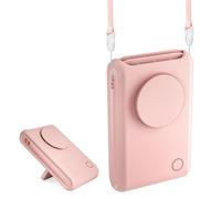 Yirochan Clip on Fan with Lanyard - Small Personal Fan with Sturdy Clamp, 3 Speed USB Rechargeable Fans, Adjustable for Office Home Camping Traveling Waist Neck Hanging (Pink)