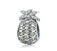 YiRong Jewelry Pineapple Charm 925 Sterling Silver Lucky Charm Birthday Charm Christmas Charm Fruit Charm for Bracelet (Yellow)