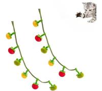 Yirquoil 2PCS Interactive Fruit-Shaped Catnip Toy Strings, Catnip Chew Rope, Small Persimmon and Cherry Tomato cat Teaser Sticks,Fun Play for Small to Large Breeds, Stress Relief Companion