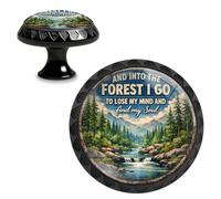 Yiruhe 4 Pack and Into The Forest Cabinet Knobs, Round Crystal Glass Forest Mountain Drawer Pulls,Rustic Nature Decorative Knobs for Dresser Kitchen Wardrobe Cupboard Handles