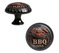 Yiruhe 4 Pack BBQ Area Funny Kitchen Cabinet Knobs Crystal Glass Round Drawer Pulls for Dresser Cupboard Door Handles