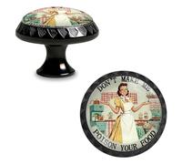 Yiruhe 4 Pack Funny Don't Make Me Poison Your Food Sign Kitchen Cabinet Knobs Crystal Glass Round Drawer Pulls for Dresser Cupboard Door Handles