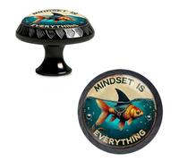 Yiruhe 4 Pack Mindset is Everything Funny Kitchen Cabinet Knobs Acrylic Round Drawer Pulls for Dresser Cupboard Door Handles
