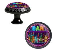 Yiruhe 4 Pack Neon Sign Funny Kitchen Cabinet Knobs Acrylic Round Drawer Pulls for Dresser Cupboard Door Handles