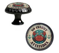 Yiruhe 4 Pack No Crabby Attitudes Funny Kitchen Cabinet Knobs Acrylic Round Drawer Pulls for Dresser Cupboard Door Handles