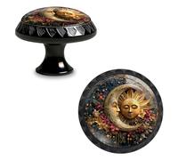Yiruhe 4 Pack Sun and Moon Floral Sign Kitchen Cabinet Knobs Acrylic Round Drawer Pulls for Dresser Cupboard Door Handles