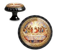 Yiruhe 4 Pack The Last Supper Cabinet Knobs Pulls Crystal Glass Round Drawer Dresser Knob for Dresser Kitchen Wardrobe Cupboard Door Handles