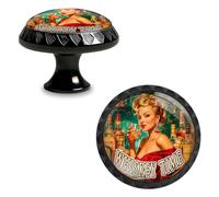Yiruhe 4 Pack Whisky Time Retro Sign Kitchen Cabinet Knobs Crystal Glass Round Drawer Pulls for Dresser Cupboard Door Handles