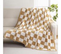 YIRUIO Throw Blankets Checkerboard Grid Chessboard Gingham Warmer Comfort Reversible Microfiber Shaggy Cozy Decor for Home Bed Couch (Burnt Orange, 60''x79'')