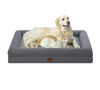 Yiruka Large Orthopedic Dog Bed, Waterproof Dog Bed with 4-Sides Removable Bolster, Washable Pet Bed with Non-Slip Bottom Big Pet Couch Sofa with Removable Cover, Dark Grey