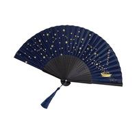 YIRUZWRD Folding Hand Fan River Star Night Pattern Foldable Vintage Style Bamboo Silk Fan for Home Wall Decoration, Costume Party, Birthday Gift, Show