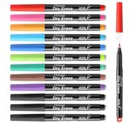 YISAN Magnetic Whiteboard Pens Ultra Fine Tip, Dry Wipe Pens, Whiteboard Marker 0.7 mm Extra Fine with Erasers, 12 Colours with Low Odour,70566
