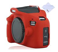 Yisau Canon EOS 1300D Camera Housing Case, Professional Silicion Rubber Camera Case Cover Detachable Protective for Canon EOS 1300D Rebel T6 Digital Camera + Microfiber Cloth - (Red)