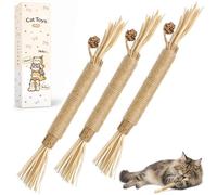 YISCOKO 3PCS Cat Silvervine Chew Sticks,Cat Teeth Nip Cleaning Catnip toys，Toys for Indoor Cats Kitten Teething and Stress Christmas and birthday gifts for your pet