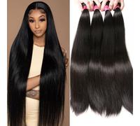 YISEA 12A Bundles Brazilian Virgin Hair Straight 24 26 28 30 Natural Color 4 Bundles 100% Unprocessed Human Hair Straight Bundles Human Hair Bundles
