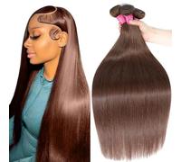 YISEA #4 Brown Straight Human Hair 3 Bundles 12A Grade Brazilian Virgin Chocolate Brown Straight 18 20 22 Inch 100% Unprocessed Remy Human Hair Extensions