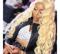 YISEA 613 Human Hair Bundles with Clousure Brazilian Body Wave 3 Bundles with Closure Remy Human Hair Blonde Bundles with Closure (16 18 20 +14, 613#)