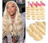 YISEA Brazilian 613 Body Wave 4 Packs (22 24 26 28 12A Virgin Hair 100% Human Hair 613 Bundles Body Wave Body Weave Raw Hair 613 Co