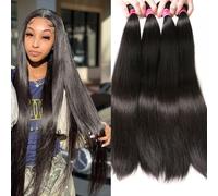 YISEA Brazilian Virgin Human Hair Bundles Straight (16 18 20 22, 4 Bundles) 100% Unprocessed Raw Hair