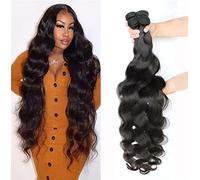 YISEA Human Hair Bundles Body Wave 4 Bundles (30 28 26 24 inches) 12A Grade Brazilian Virgin 100% Unprocessed Human Hair Body Wavy Bundles Natural Black Weave Hair Extensions