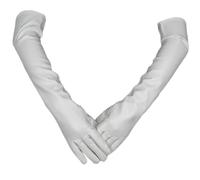 YISENJEE Ladies Gloves Leather 50Cm Faux Leather Long Fashionable Women'S Pu Stage Performance Autumn And Winter Warm - White S