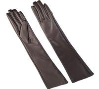 YISENJEE Ladies Leather Gloves 50Cm Faux Leather Long Fashionable Women'S Pu Stage Performance Autumn And Winter Warmth - Light Brown L