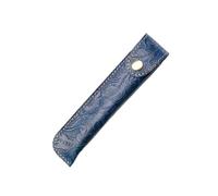 YISENJEE Pen Case Holder Button Imitation Cowhide Pen Cover Purely Handmade Protector Blue Carved