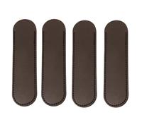 YISENJEE Pen Protective Sleeve Oval Half Closed Thickened Pu Leather 16.1cm*4.2cm Ballpoint Pen Cover Black 4 Pieces