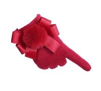 YISENJEE Thermal Gloves Women'S Winter Fur Ball Ribbon Wool Cashmere Warm Touch Screen Full Finger Gloves
