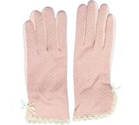 YISENJEE Thin Gloves Women'S Summer Thin Non-Slip Driving Short Lace Trim Bow Polka Dot Pink